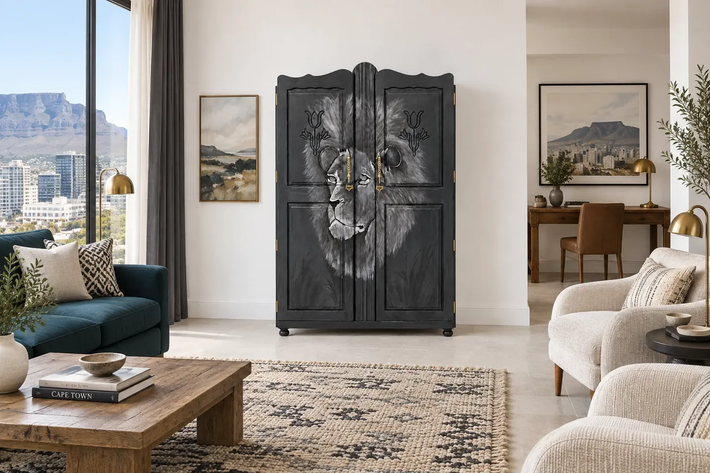 Lion Spirit Wardrobe against a wall in a bright lounge
