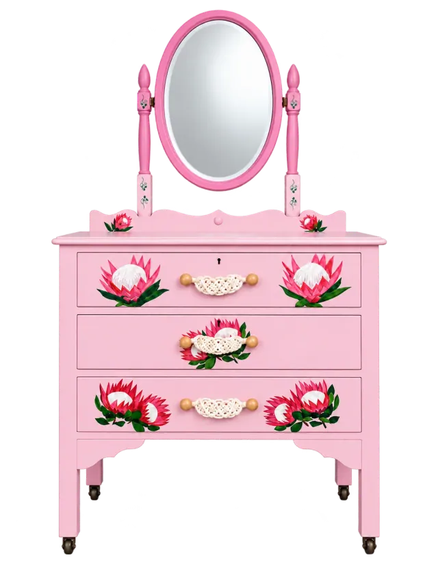 Protea Pink Dresser & Mirror